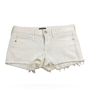 Women's White Frayed Denim Shorts